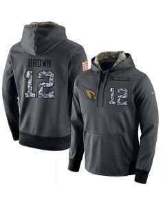 NFL Men's Arizona Cardinals #12 John Brown Stitched Black Anthracite Salute to Service Player Performance Hoodie