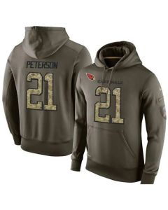 NFL Men's Arizona Cardinals #21 Patrick Peterson Stitched Green Olive Salute To Service KO Performance Hoodie