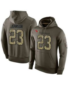 NFL Men's Arizona Cardinals #23 Chris Johnson Stitched Green Olive Salute To Service KO Performance Hoodie