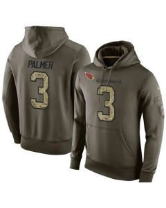 NFL Men's Arizona Cardinals #3 Carson Palmer Stitched Green Olive Salute To Service KO Performance Hoodie