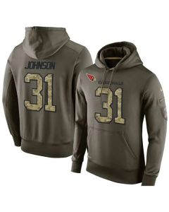 NFL Men's Arizona Cardinals #31 David Johnson Stitched Green Olive Salute To Service KO Performance Hoodie