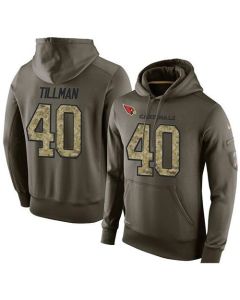 NFL Men's Arizona Cardinals #40 Pat Tillman Stitched Green Olive Salute To Service KO Performance Hoodie