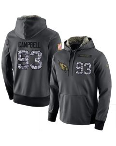 NFL Men's Arizona Cardinals #93 Calais Campbell Stitched Black Anthracite Salute to Service Player Performance Hoodie