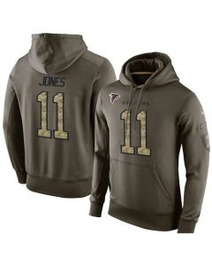 NFL Men's Atlanta Falcons #11 Julio Jones Stitched Green Olive Salute To Service KO Performance Hoodie
