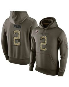 NFL Men's Atlanta Falcons #2 Matt Ryan Stitched Green Olive Salute To Service KO Performance Hoodie