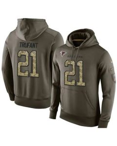 NFL Men's Atlanta Falcons #21 Desmond Trufant Stitched Green Olive Salute To Service KO Performance Hoodie
