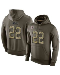 NFL Men's Atlanta Falcons #22 Keanu Neal Stitched Green Olive Salute To Service KO Performance Hoodie