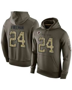 NFL Men's Atlanta Falcons #24 Devonta Freeman Stitched Green Olive Salute To Service KO Performance Hoodie