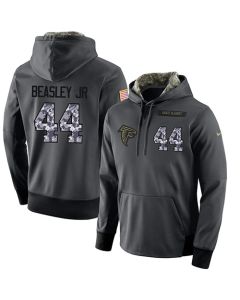 NFL Men's Atlanta Falcons #44 Vic Beasley Jr Stitched Black Anthracite Salute to Service Player Performance Hoodie