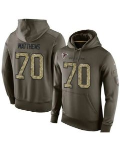 NFL Men's Atlanta Falcons #70 Jake Matthews Stitched Green Olive Salute To Service KO Performance Hoodie