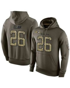 NFL Men's Baltimore Ravens #26 Matt Elam Stitched Green Olive Salute To Service KO Performance Hoodie