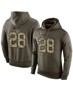 NFL Men's Baltimore Ravens #28 Terrance West Stitched Green Olive Salute To Service KO Performance Hoodie