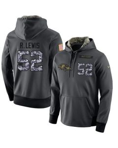 NFL Men's Baltimore Ravens #52 Ray Lewis Stitched Black Anthracite Salute to Service Player Performance Hoodie