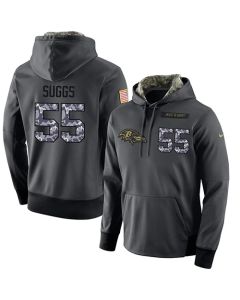 NFL Men's Baltimore Ravens #55 Terrell Suggs Stitched Black Anthracite Salute to Service Player Performance Hoodie