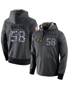 NFL Men's Baltimore Ravens #58 Elvis Dumervil Stitched Black Anthracite Salute to Service Player Performance Hoodie