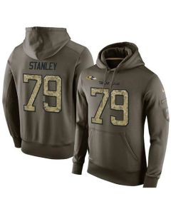 NFL Men's Baltimore Ravens #79 Ronnie Stanley Stitched Green Olive Salute To Service KO Performance Hoodie
