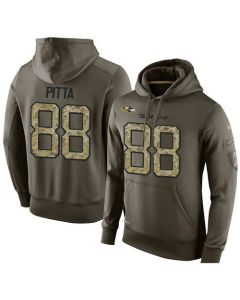 NFL Men's Baltimore Ravens #88 Dennis Pitta Stitched Green Olive Salute To Service KO Performance Hoodie