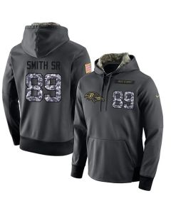 NFL Men's Baltimore Ravens #89 Steve Smith Sr Stitched Black Anthracite Salute to Service Player Performance Hoodie
