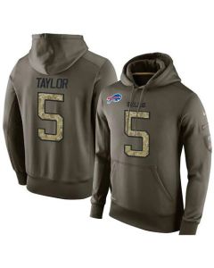 NFL Men's Buffalo Bills #5 Tyrod Taylor Stitched Green Olive Salute To Service KO Performance Hoodie