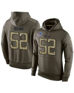 NFL Men's Buffalo Bills #52 Preston Brown Stitched Green Olive Salute To Service KO Performance Hoodie