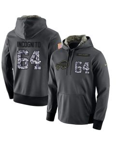 NFL Men's Buffalo Bills #64 Richie Incognito Stitched Black Anthracite Salute to Service Player Performance Hoodie