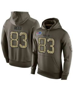 NFL Men's Buffalo Bills #83 Andre Reed Stitched Green Olive Salute To Service KO Performance Hoodie