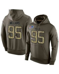NFL Men's Buffalo Bills #95 Kyle Williams Stitched Green Olive Salute To Service KO Performance Hoodie