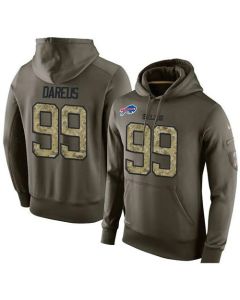 NFL Men's Buffalo Bills #99 Marcell Dareus Stitched Green Olive Salute To Service KO Performance Hoodie