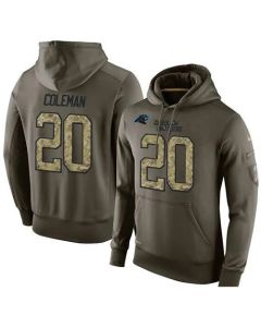 NFL Men's Carolina Panthers #20 Kurt Coleman Stitched Green Olive Salute To Service KO Performance Hoodie