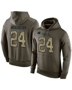 NFL Men's Carolina Panthers #24 James Bradberry Stitched Green Olive Salute To Service KO Performance Hoodie