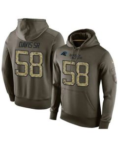 NFL Men's Carolina Panthers #58 Thomas Davis Sr Stitched Green Olive Salute To Service KO Performance Hoodie