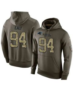 NFL Men's Carolina Panthers #94 Kony Ealy Stitched Green Olive Salute To Service KO Performance Hoodie