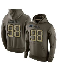 NFL Men's Carolina Panthers #98 Star Lotulelei Stitched Green Olive Salute To Service KO Performance Hoodie