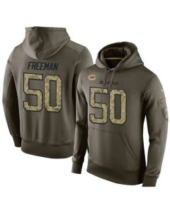 NFL Men's Chicago Bears #50 Jerrell Freeman Stitched Green Olive Salute To Service KO Performance Hoodie