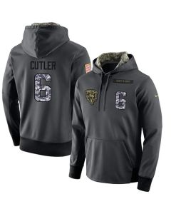 NFL Men's Chicago Bears #6 Jay Cutler Stitched Black Anthracite Salute to Service Player Performance Hoodie