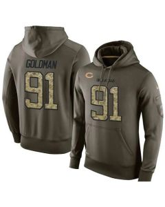 NFL Men's Chicago Bears #91 Eddie Goldman Stitched Green Olive Salute To Service KO Performance Hoodie