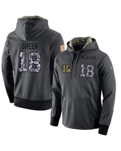 NFL Men's Cincinnati Bengals #18 A.J. Green Stitched Black Anthracite Salute to Service Player Performance Hoodie