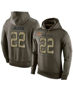 NFL Men's Cincinnati Bengals #22 William Jackson Stitched Green Olive Salute To Service KO Performance Hoodie