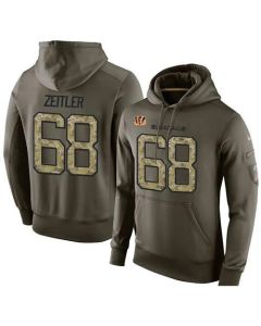 NFL Men's Cincinnati Bengals #68 Kevin Zeitler Stitched Green Olive Salute To Service KO Performance Hoodie