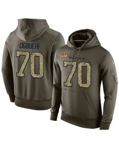 NFL Men's Cincinnati Bengals #70 Cedric Ogbuehi Stitched Green Olive Salute To Service KO Performance Hoodie
