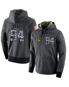 NFL Men's Cincinnati Bengals #94 Domata Peko Stitched Black Anthracite Salute to Service Player Performance Hoodie