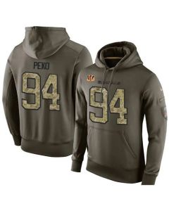 NFL Men's Cincinnati Bengals #94 Domata Peko Stitched Green Olive Salute To Service KO Performance Hoodie