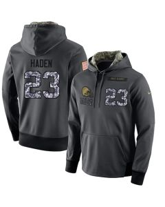 NFL Men's Cleveland Browns #23 Joe Haden Stitched Black Anthracite Salute to Service Player Performance Hoodie