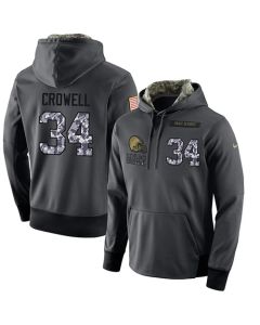 NFL Men's Cleveland Browns #34 Isaiah Crowell Stitched Black Anthracite Salute to Service Player Performance Hoodie