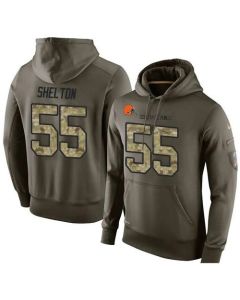 NFL Men's Cleveland Browns #55 Danny Shelton Stitched Green Olive Salute To Service KO Performance Hoodie