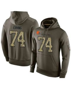 NFL Men's Cleveland Browns #74 Cameron Erving Stitched Green Olive Salute To Service KO Performance Hoodie