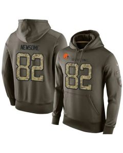 NFL Men's Cleveland Browns #82 Ozzie Newsome Stitched Green Olive Salute To Service KO Performance Hoodie