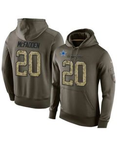 NFL Men's Dallas Cowboys #20 Darren McFadden Stitched Green Olive Salute To Service KO Performance Hoodie