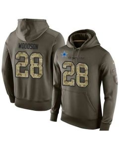 NFL Men's Dallas Cowboys #28 Darren Woodson Stitched Green Olive Salute To Service KO Performance Hoodie