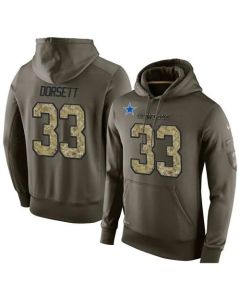 NFL Men's Dallas Cowboys #33 Tony Dorsett Stitched Green Olive Salute To Service KO Performance Hoodie
